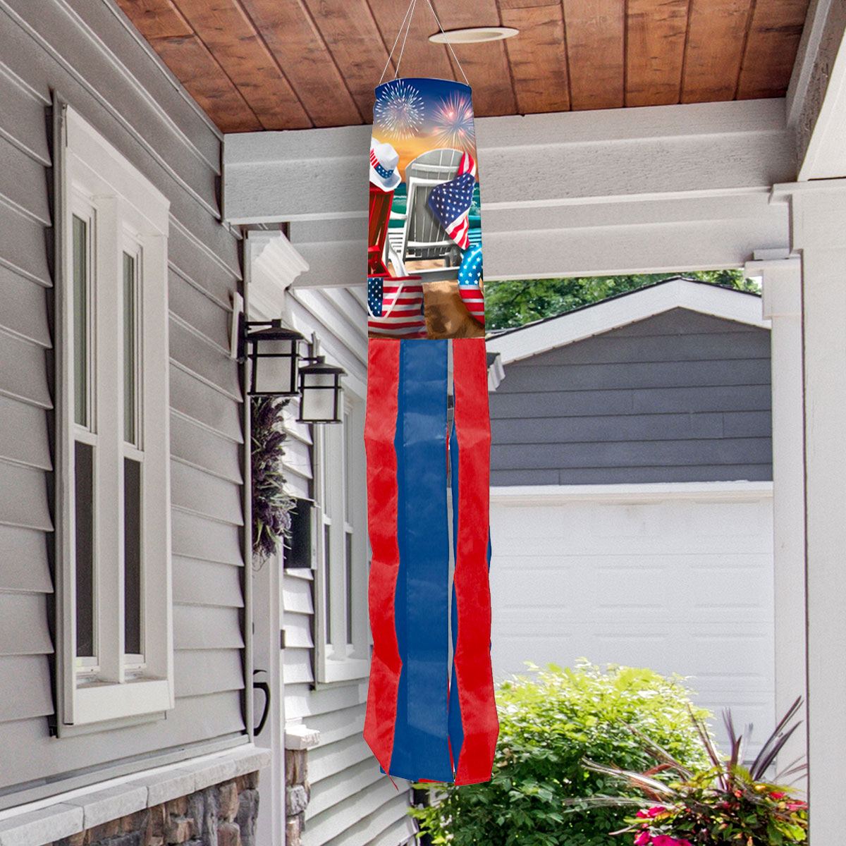 Patriotic Beachfront Fireworks Windsock - 40"L
