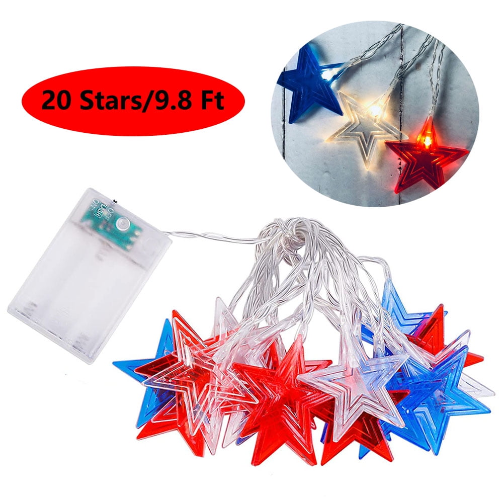 Red, White & Blue Starry String Lights