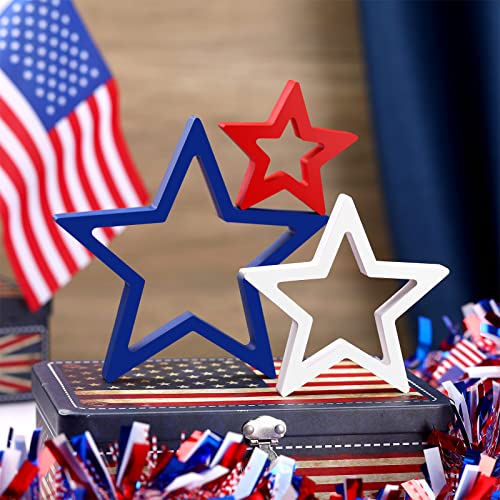 Patriotic Wooden Star Set for 4th of July