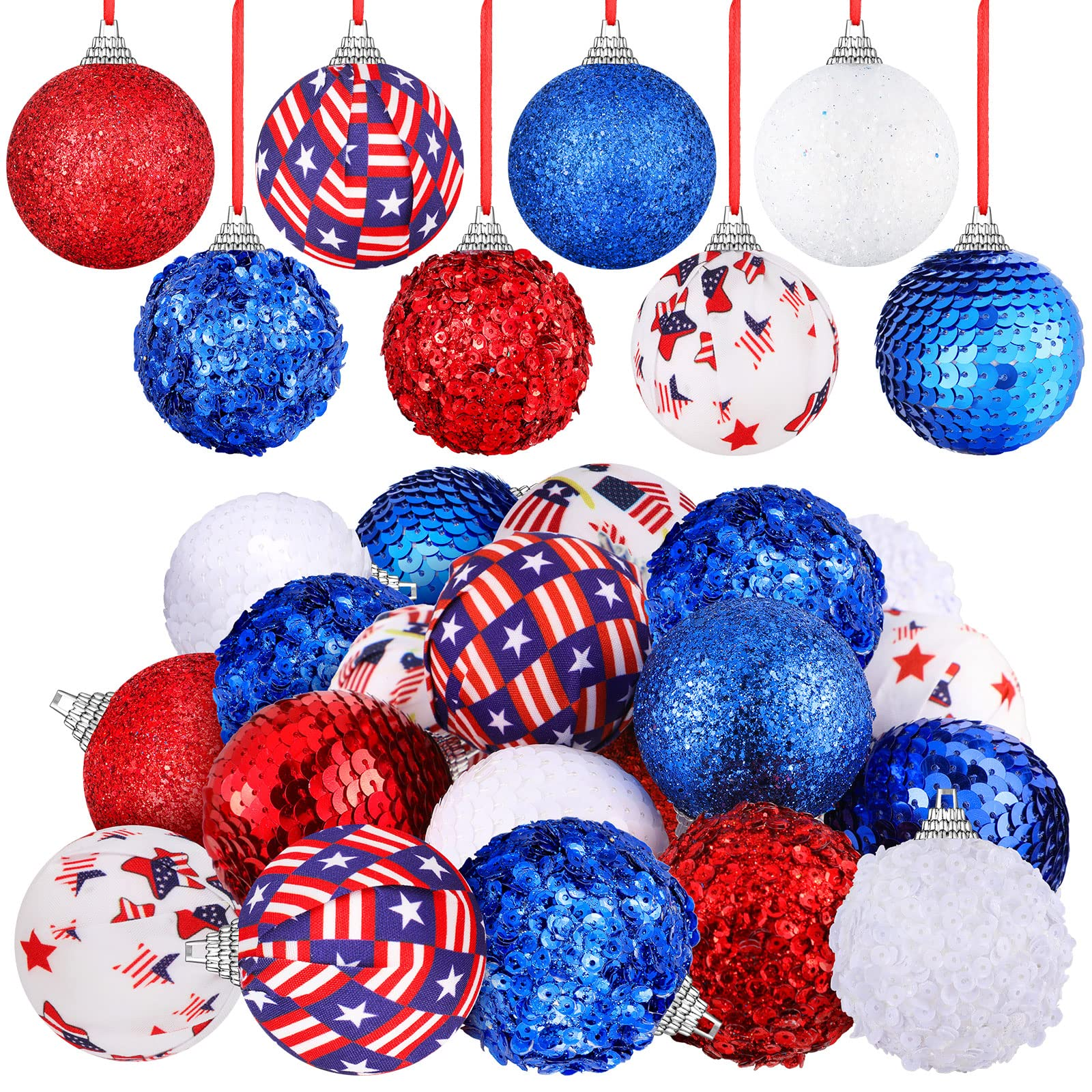 Patriotic Ball Ornaments, Set of 12