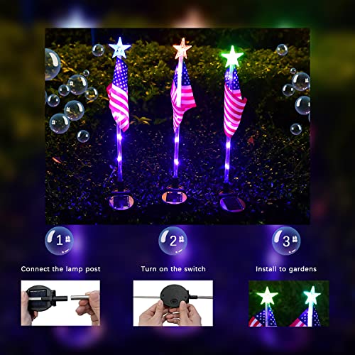 American Flag Solar Garden Lights for Independence Day