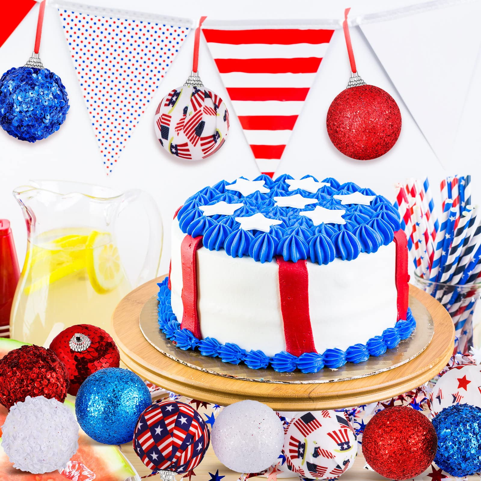 Patriotic Ball Ornaments, Set of 12