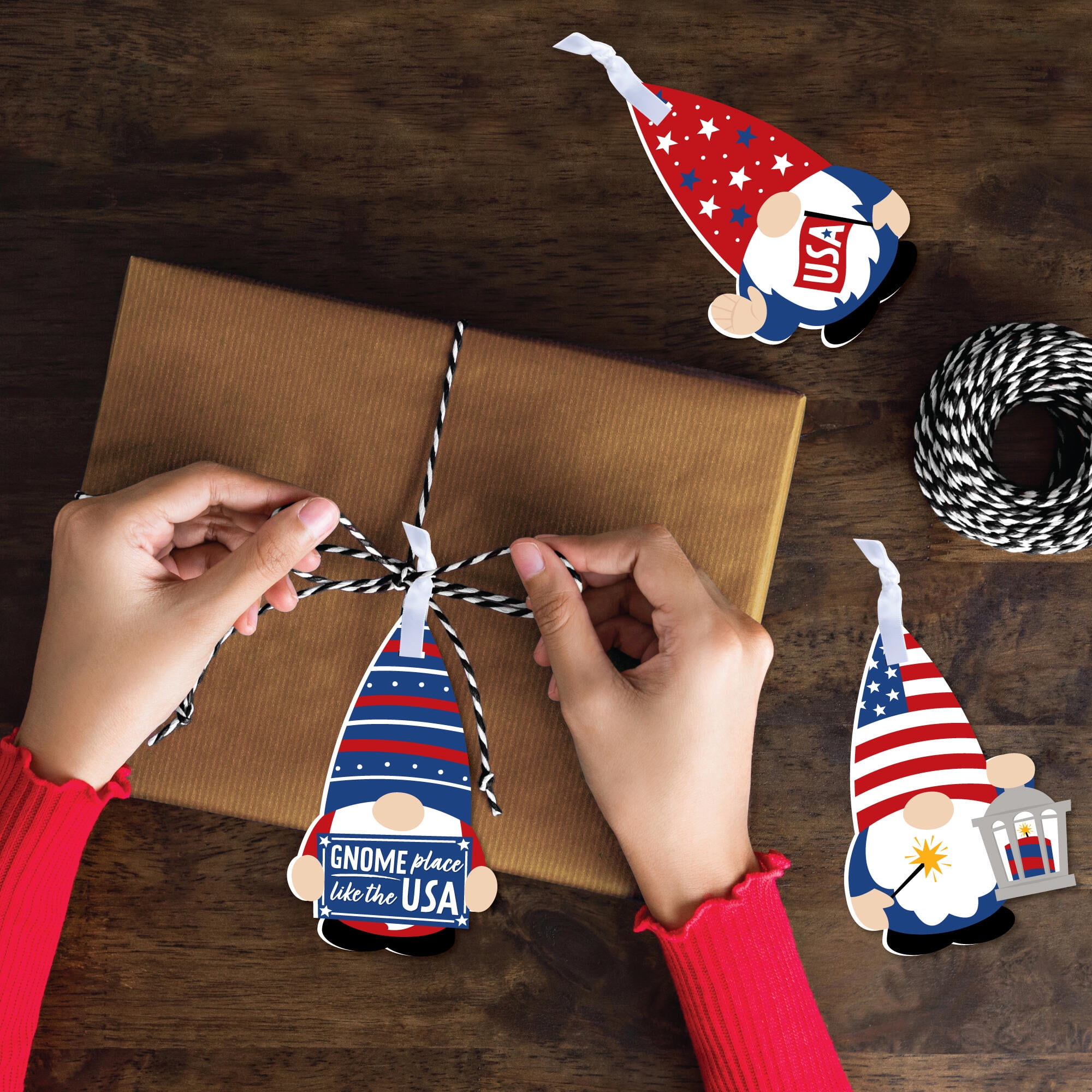Patriotic Gnome Ornaments - Set of 12