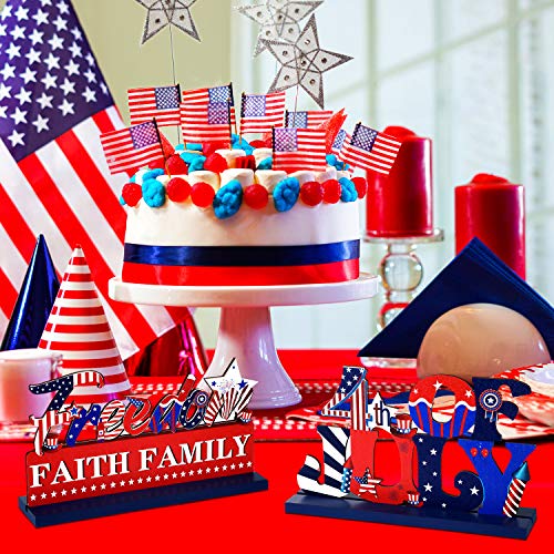 Patriotic Wood Block Table Decor Set
