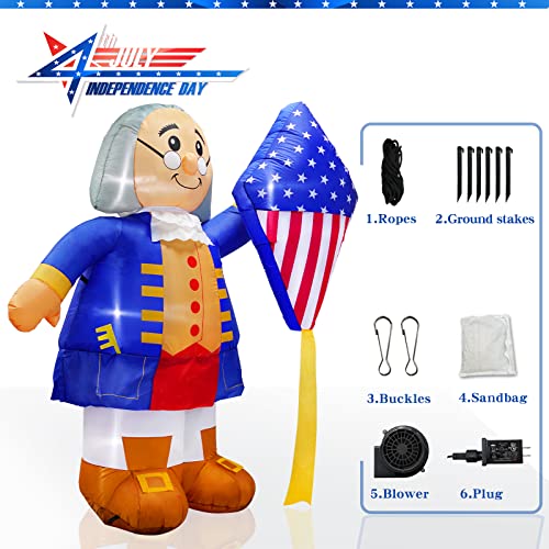 6Ft Inflatable Franklin with American Flag Kite