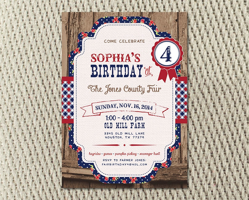 Patriotic Rustic County Fair Invitation