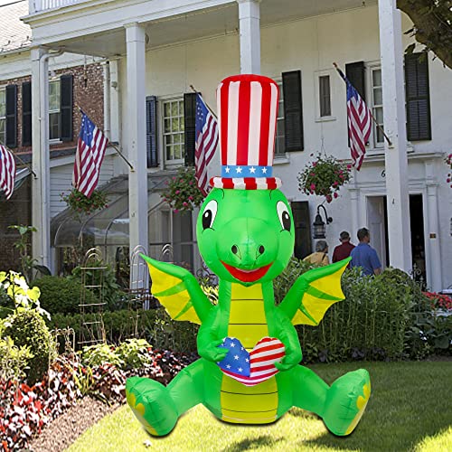 6ft Patriotic Dinosaur Inflatable with Wings