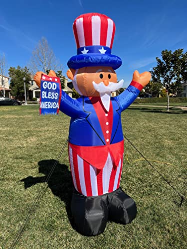 6ft Patriotic Uncle Sam Inflatable with LED Lights