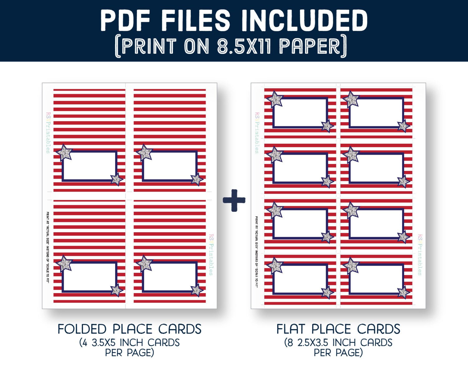 July 4th Party Place Card Set