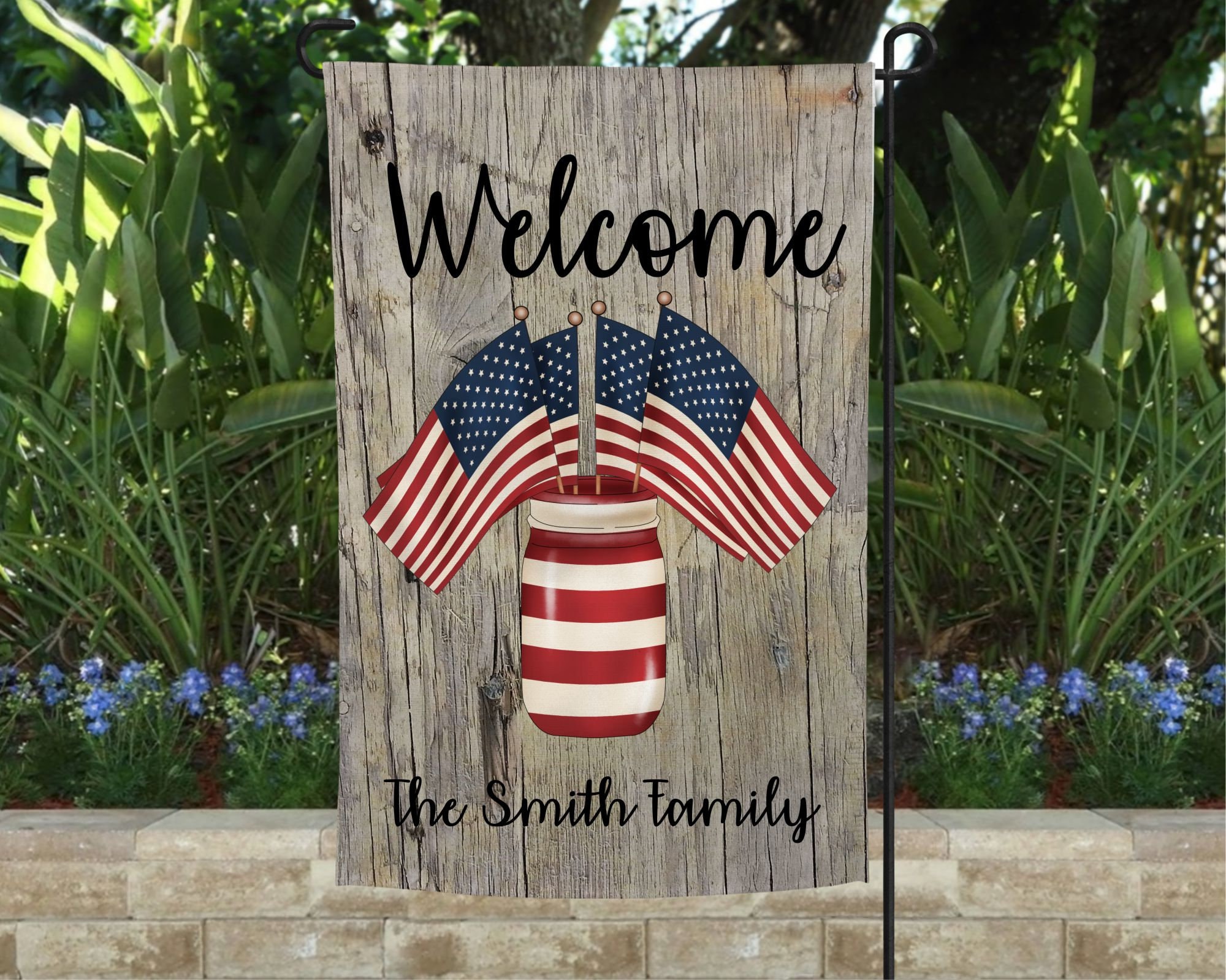Rustic Patriotic Flag, Stars and Stripes Flag Personalized