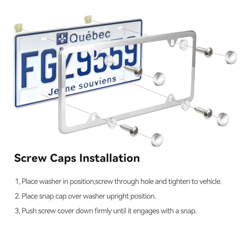 Ohuhu Slim Stainless Steel License Plate Frames, 2 Pcs