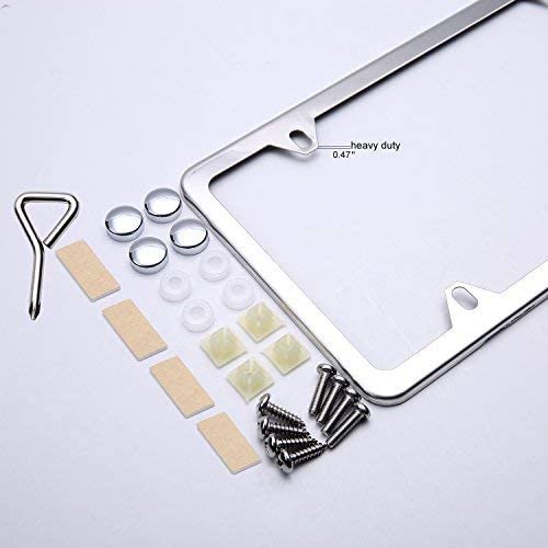 Ohuhu Slim Stainless Steel License Plate Frames, 2 Pcs