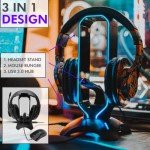 RGB Headset Stand with Mouse Bungee and USB Hub