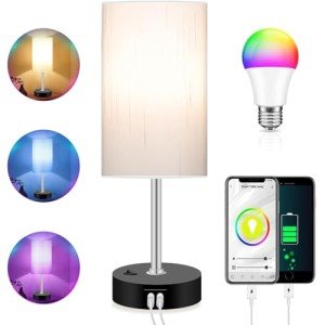 Smart RGB LED Bedroom Lamp with USB Ports