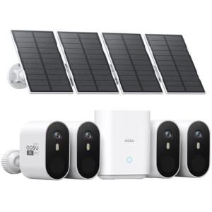 AOSU 2K Solar-Powered WiFi Security Camera Kit