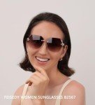 FEISEDY Women’s Classic Rimless Sunglasses with Diamond Lenses