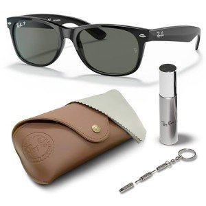 Ray-Ban RB2132 New Wayfarer Polarized Sunglasses Bundle