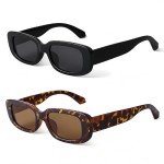 Retro Rectangle Designer Sunglasses - Black & Brown