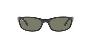Ray-Ban RB4115 Rectangular Sunglasses - Black/Polarized Green