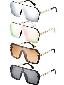 4 Pairs Siamese Flat Top Rimless Sunglasses