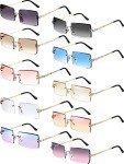 10 Pairs Retro Rimless Rectangle Sunglasses