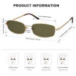 SOJOS Retro Y2K Narrow Rectangle Sunglasses