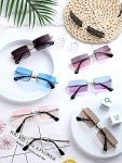 10 Pairs Retro Rimless Rectangle Sunglasses