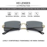 NIDOVIX Rimless Rectangle Sunglasses with UV400 Protection