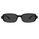 VANLINKER Retro Polarized Rectangle Sunglasses, Black Grey