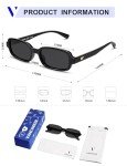 VANLINKER Retro Polarized Rectangle Sunglasses, Black Grey