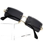 Vintage Rimless Rectangle Sunglasses in Black