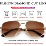AIEYEZO Vintage Square Aviator Sunglasses - Gold/Brown