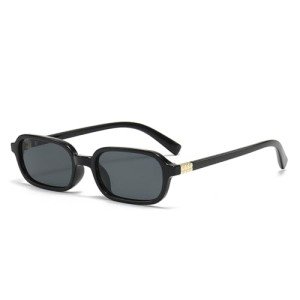 JUDOO Retro 90s Rectangle Sunglasses - Black/Grey
