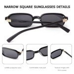 JUDOO Retro 90s Rectangle Sunglasses - Black/Grey