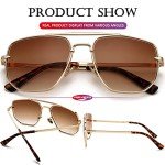 AIEYEZO Vintage Square Aviator Sunglasses - Gold/Brown
