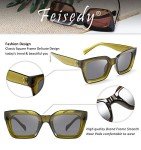 FEISEDY Women's Thick Square UV400 Sunglasses