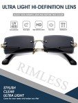 Vintage Rimless Rectangle Sunglasses in Black