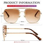 AIEYEZO Vintage Square Aviator Sunglasses - Gold/Brown