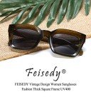 FEISEDY Women's Thick Square UV400 Sunglasses