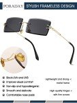 Vintage Rimless Rectangle Sunglasses in Black