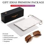 AIEYEZO Vintage Square Aviator Sunglasses - Gold/Brown