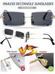 Vintage Rimless Rectangle Sunglasses in Black