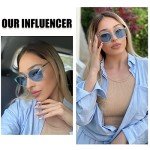 DUCO Retro Round Polarized Sunglasses - Blue Frame