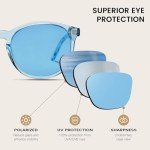 DUCO Retro Round Polarized Sunglasses - Blue Frame