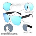 FEISEDY Reflective Rimless Sunglasses for All