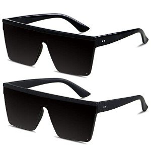 LYZOIT Oversized Black Rimless Sunglasses for All
