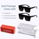 LYZOIT Oversized Black Rimless Sunglasses for All