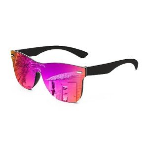 FEISEDY Stylish Rimless Purple Mirror Sunglasses