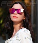 FEISEDY Stylish Rimless Purple Mirror Sunglasses