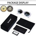 Joopin Retro Oval Clout White Sunglasses with Polarized Lenses